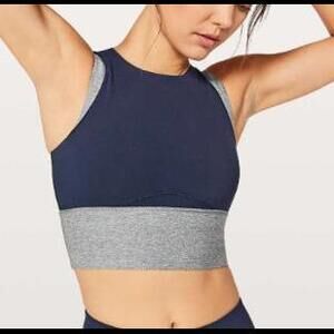 Lululemon Kick Serve Sweat Bra True Navy / Heathered Slate / Sheer Lemon